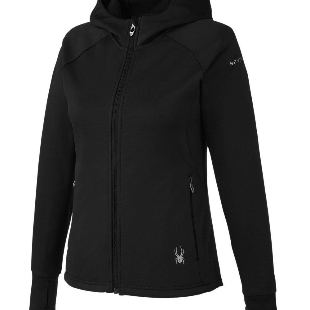 Women's Spyder Fleeced-lined Polyester Hooded Jacket in Black NWT Size L